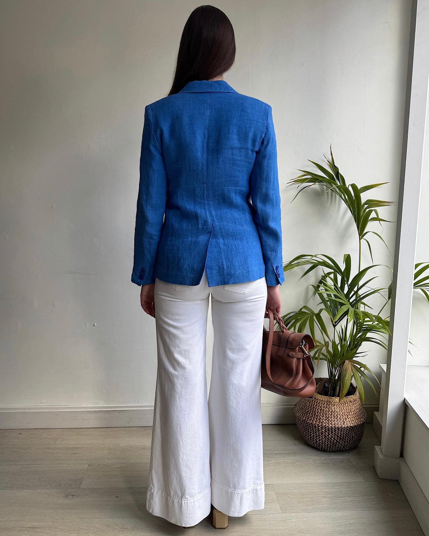 Blue Linen jacket ~ Size 8