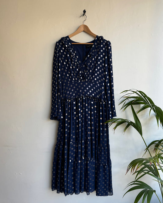 SALE Blue Silver Lurex Dress ~ Size 14