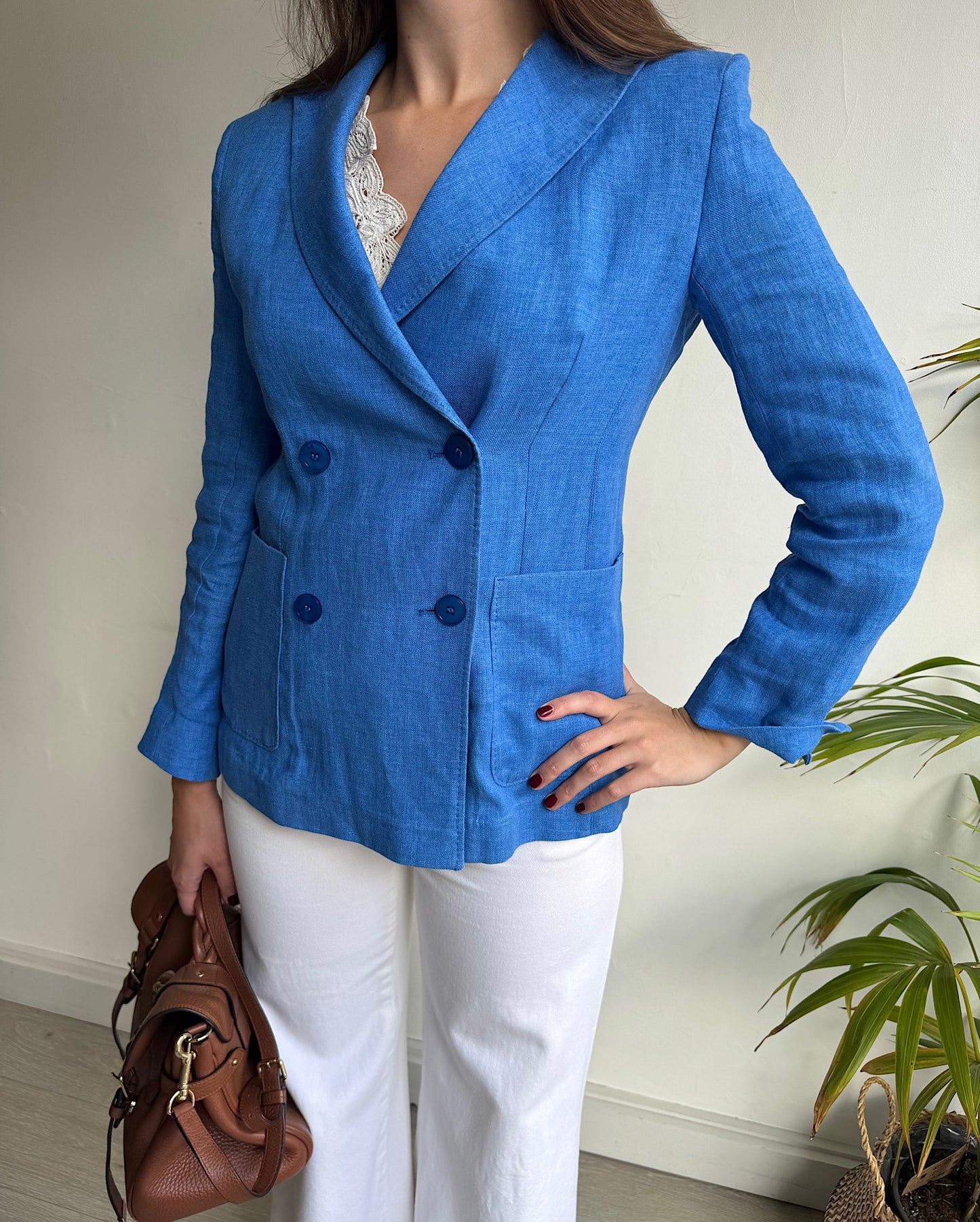 Blue Linen jacket ~ Size 8