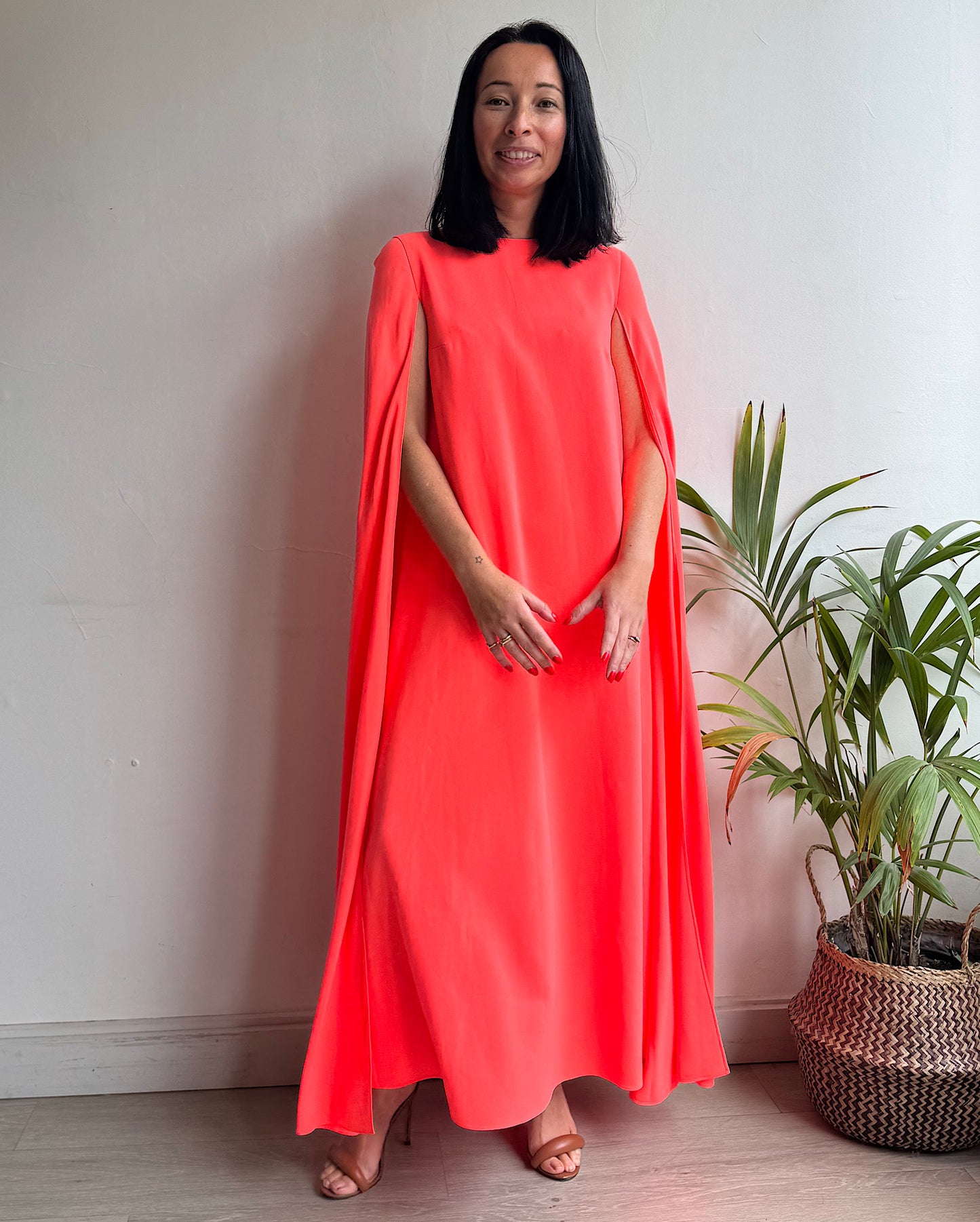 Bright Pink Cape Dress ~ Size 8