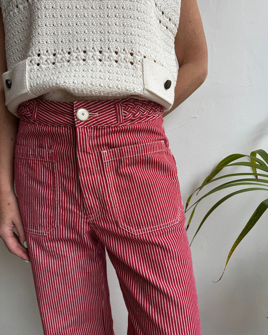 Masscob Red and White Stripe Trousers ~ Size 8
