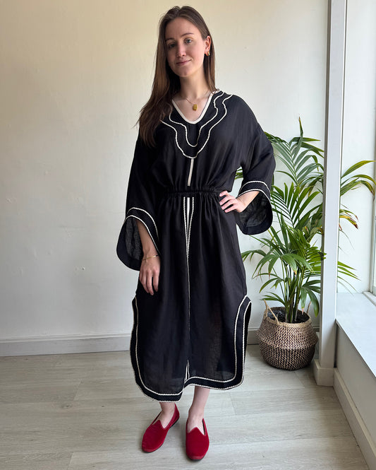 SALE Black Linen Dress ~ Size L