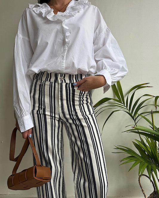 White Romantic Frill Shirt ~ Size S