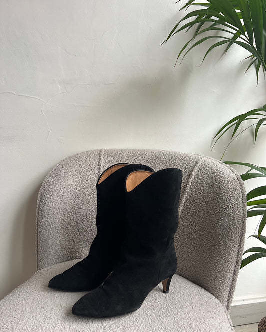 SALE - Black Suede Boots ~ Size 4