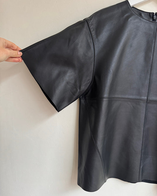 Black Leather Frieda Top ~ Size 10-12