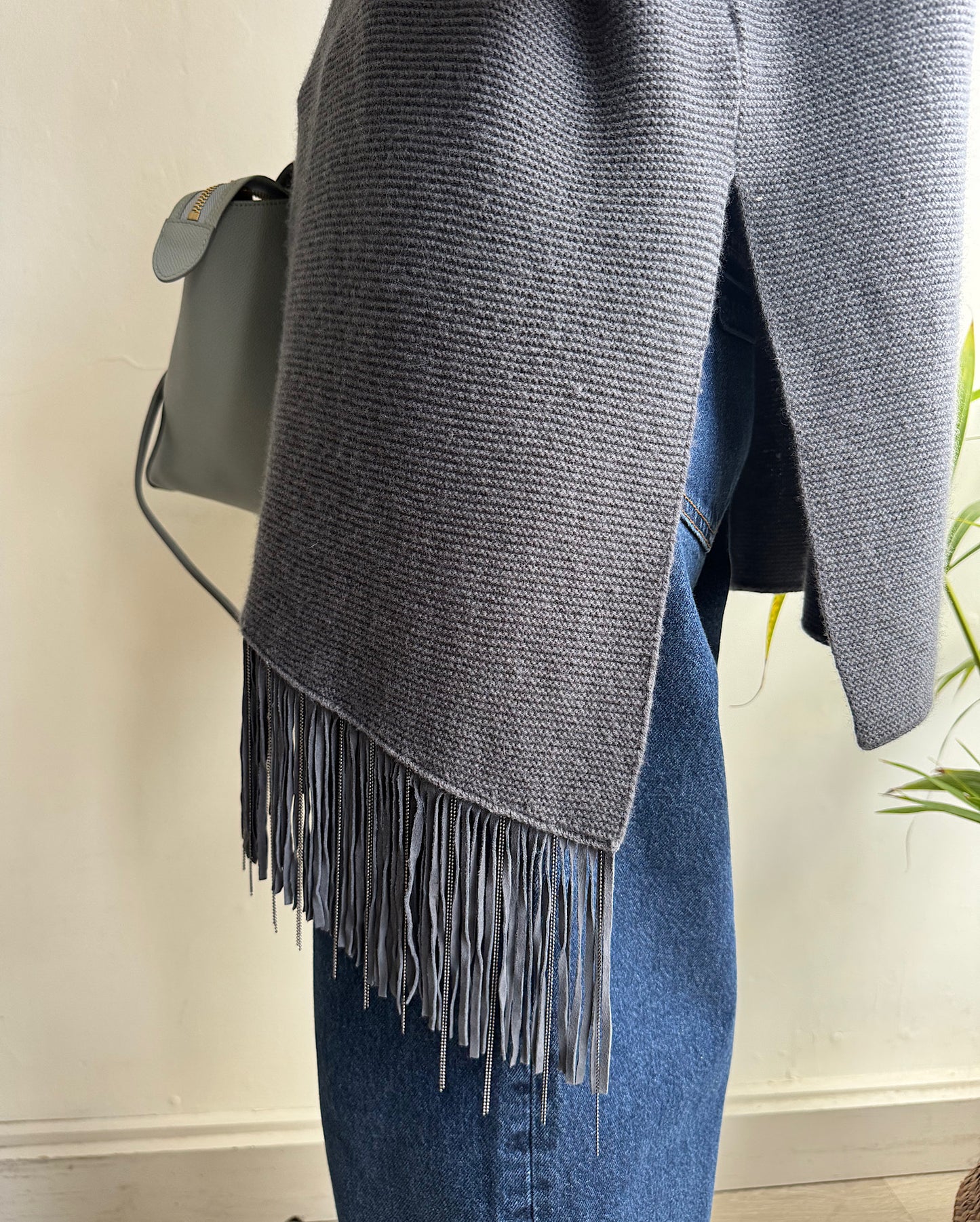 Grey Fringed Knit ~ Size M