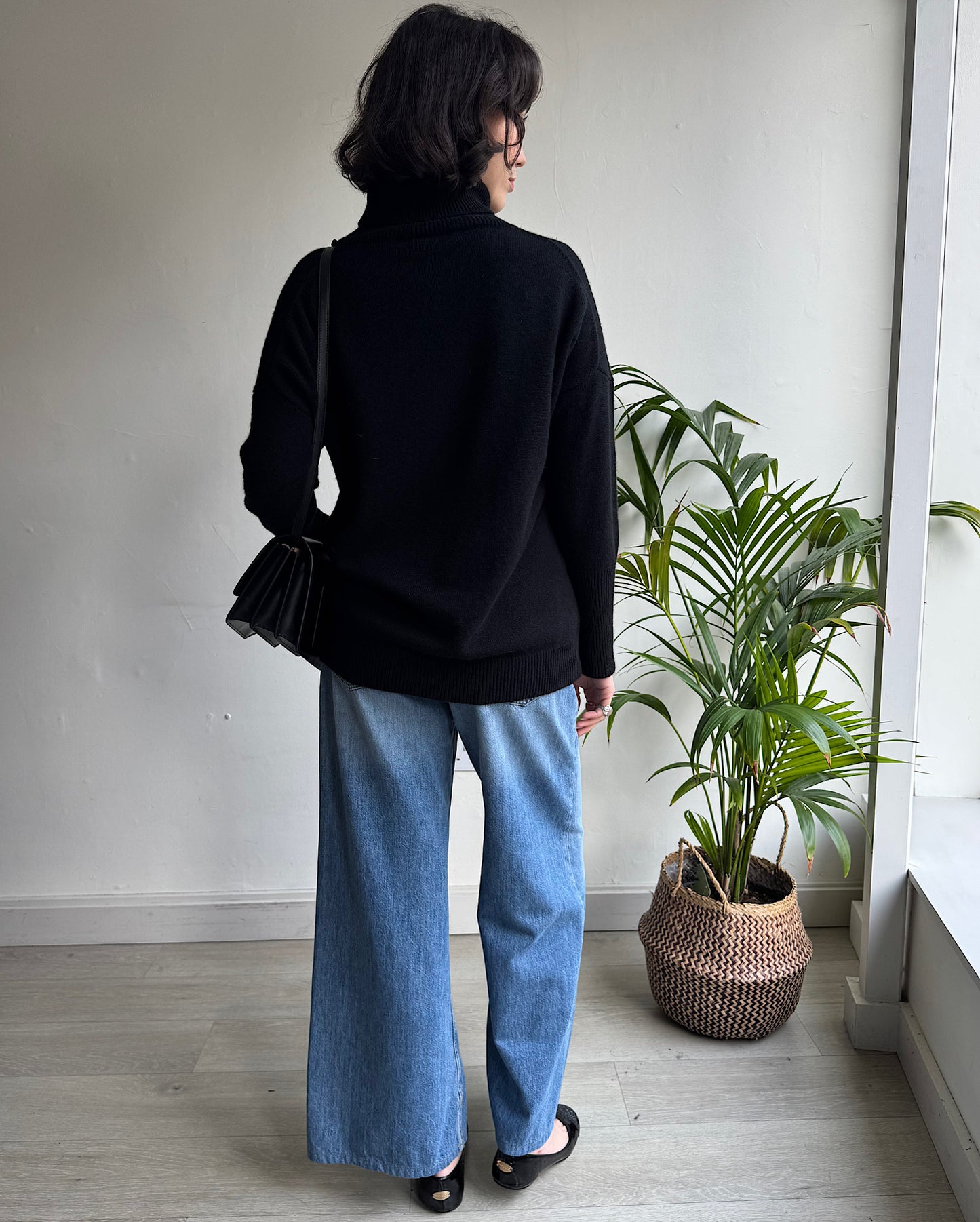 Black Cashmere Roll Neck ~ Size S