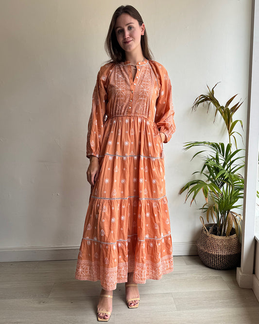 Apricot Embroidered Dress ~ Size XS