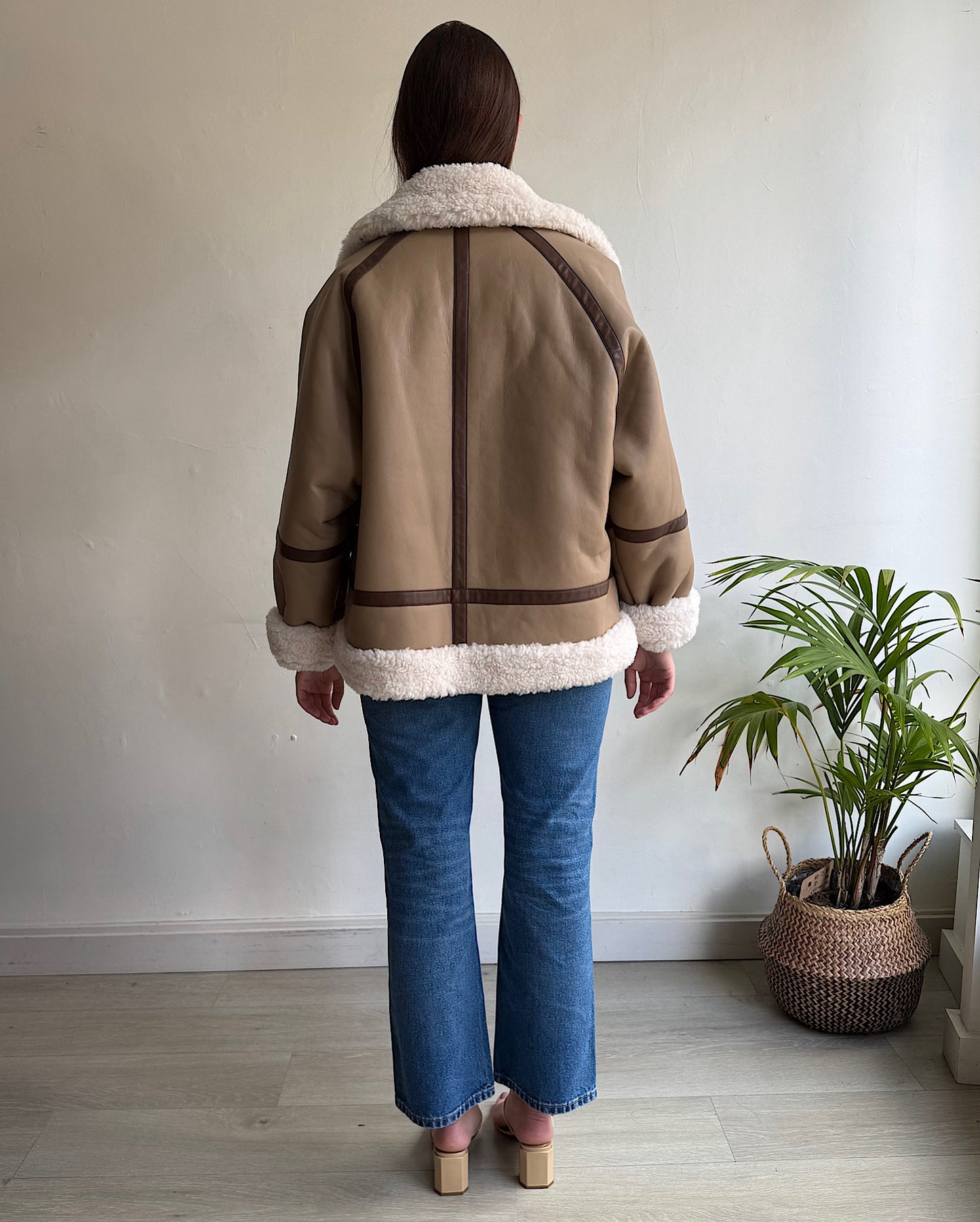 Faux Shearling Aviator Jacket ~ Size 12