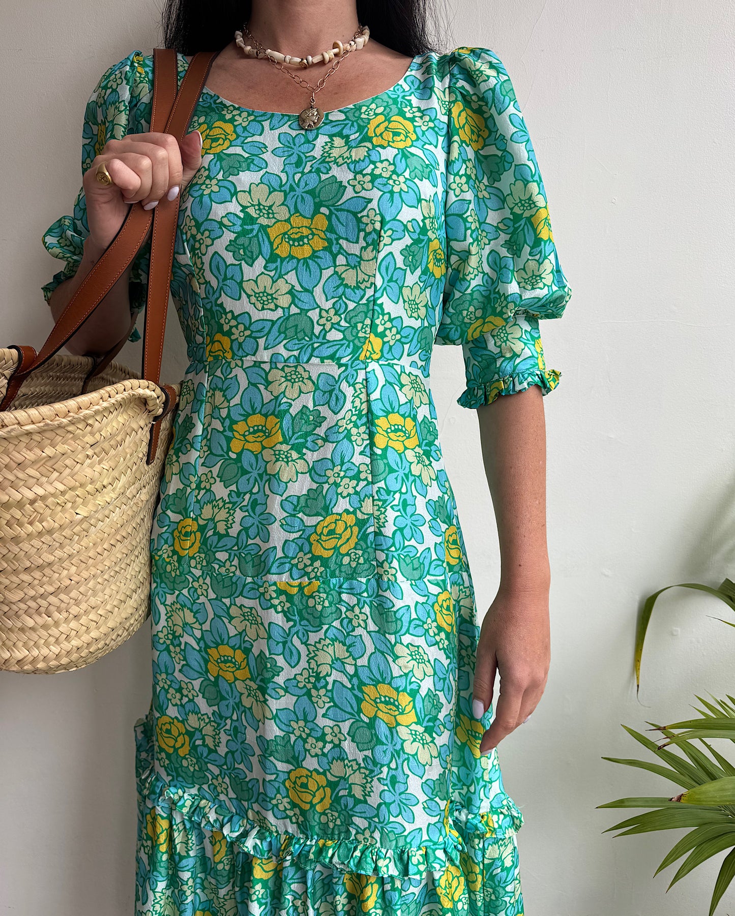 RIXO Kiara Green Silk Floral Dress ~ Size XS