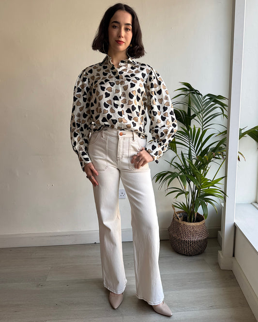 Heart Print Blouse ~ Size 10