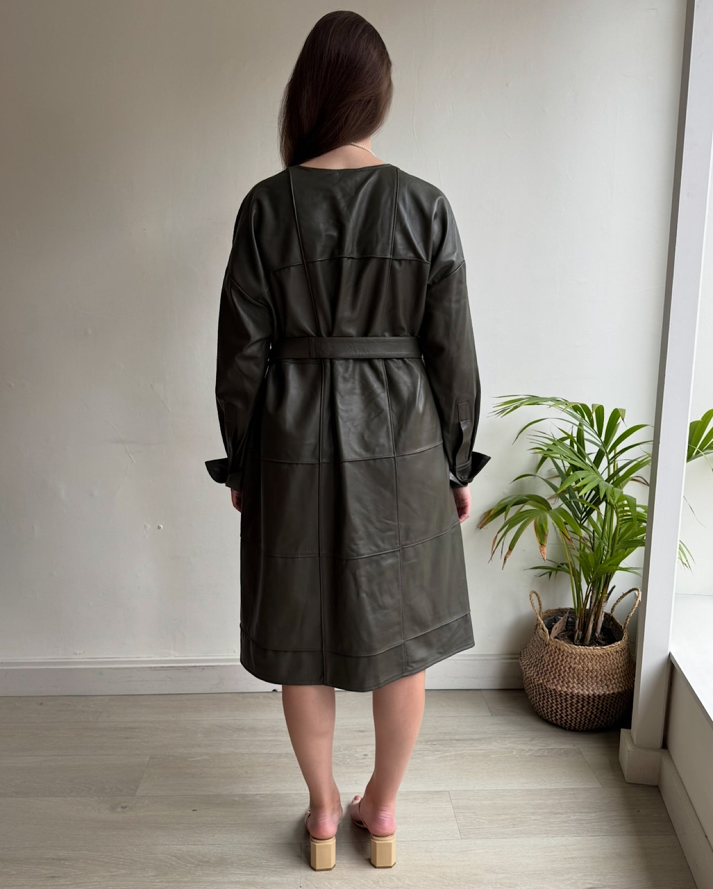 Khaki Leather Dress ~ Size 8/10