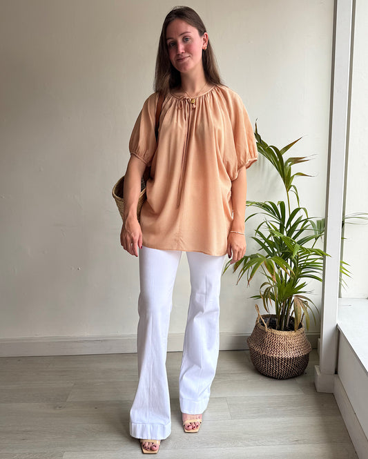 Peach Silk Blouse ~ Oversized 8
