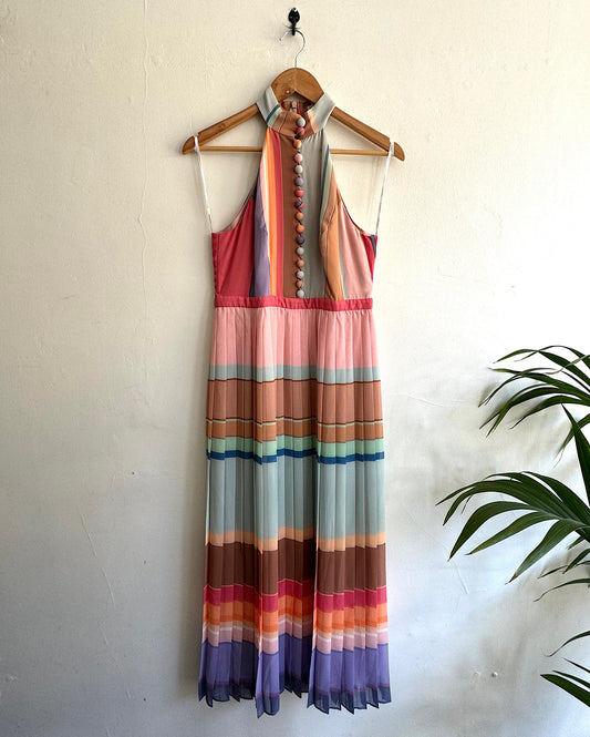 Multicoloured Halterneck Dress ~ Size 10