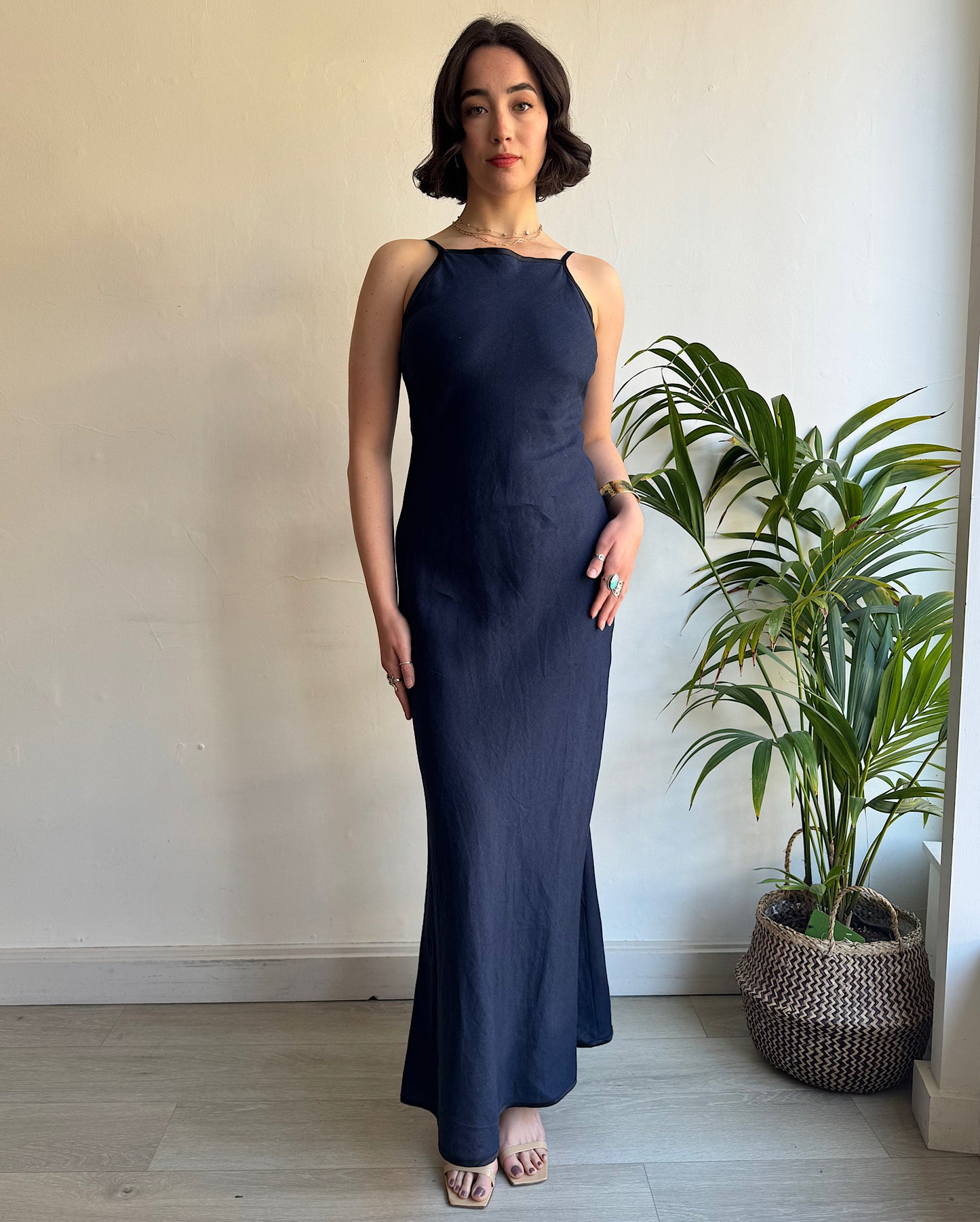 Navy Slip Dress ~ Size M