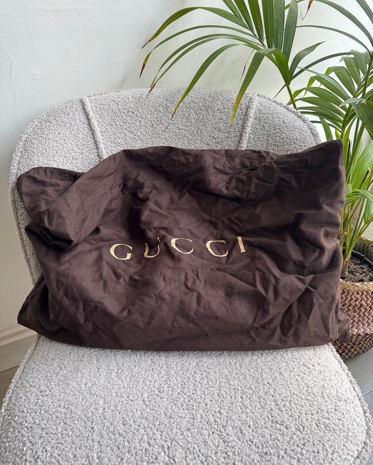 Brown Leather Bamboo Handle Tote