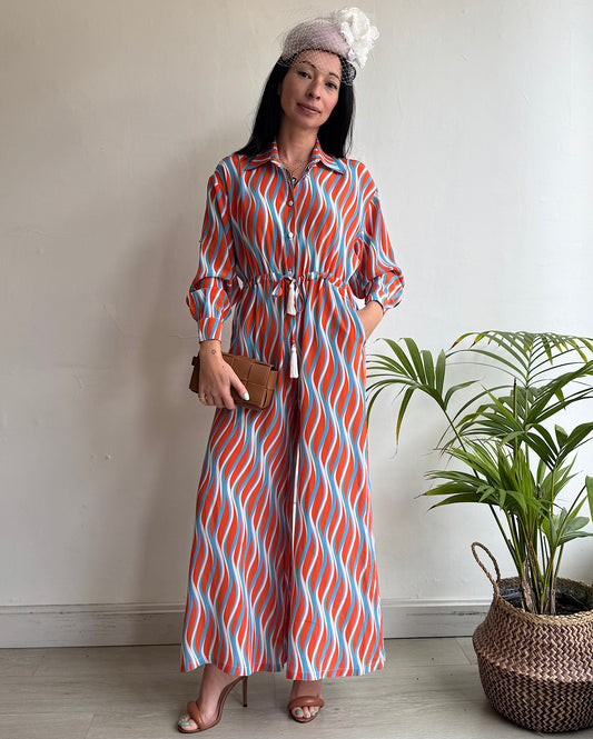 Paolita Geometric Silk Jumpsuit ~ Size XS