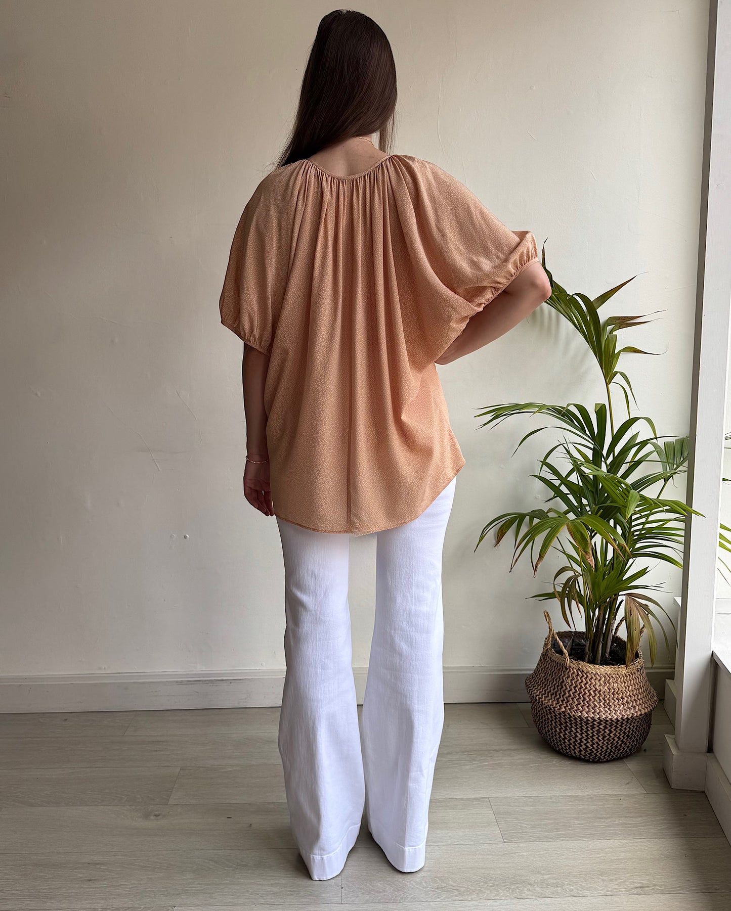 Peach Silk Blouse ~ Oversized 8