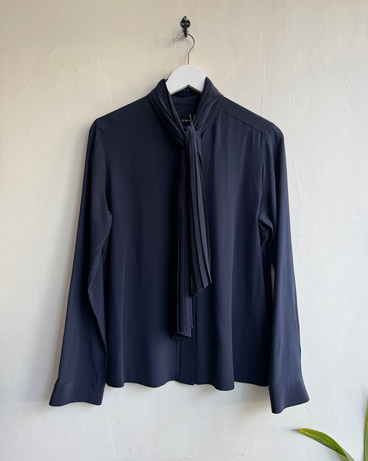 Navy Silk Blouse ~ Size 12