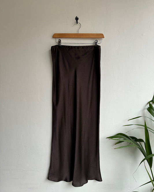 Brown Silk Skirt ~ Size 12