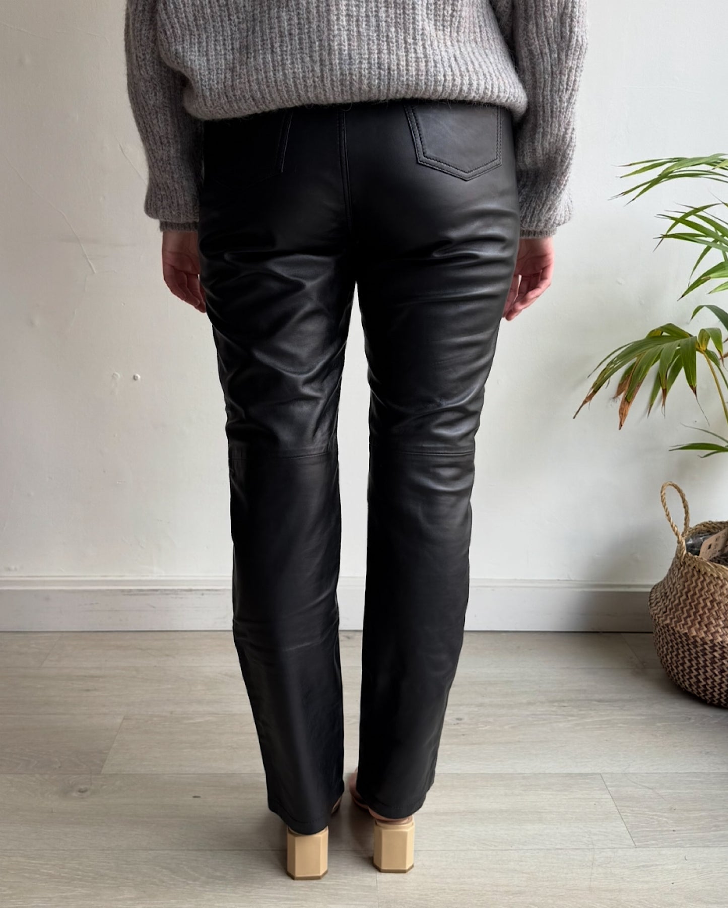 Black Leather Trousers ~ Size 12
