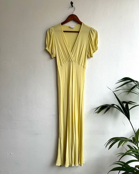 Yellow Bias Cut Dress ~ Size M