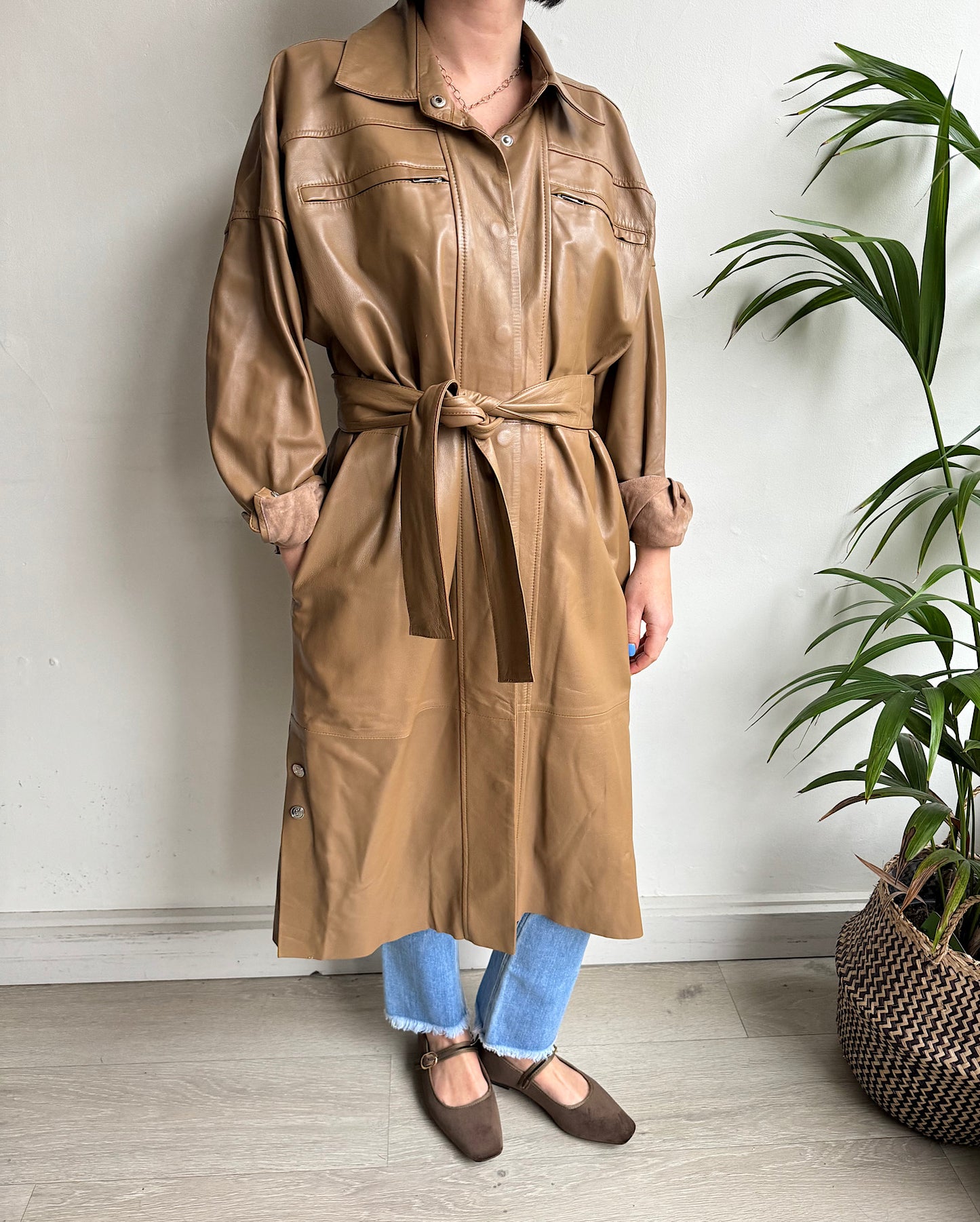 Camel Leather Dress ~ Size 10
