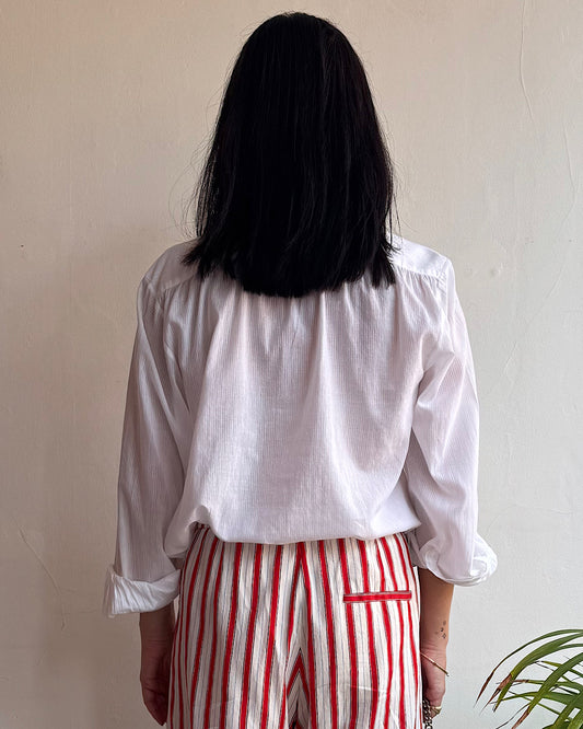 Aimé White Ruffle Benson Blouse ~ Size 10