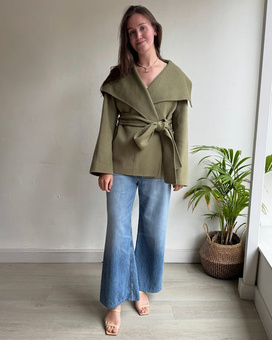 Green Wool Cashmere Coat ~ Size 8/10