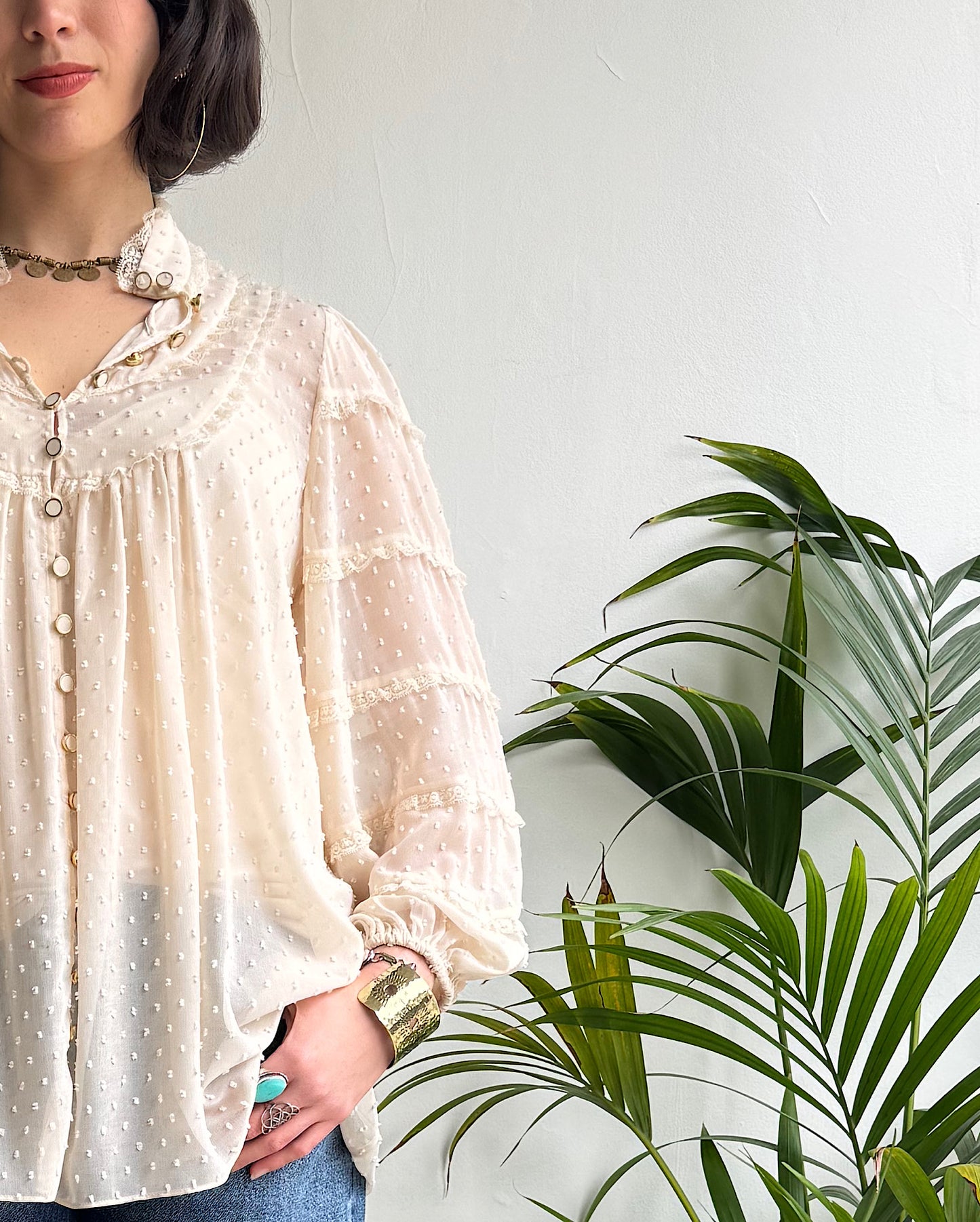Cream Blouse ~ Size L