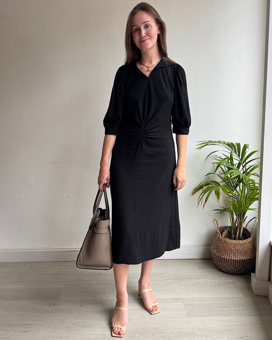 Black Wool Crepe Dress ~ Size 8