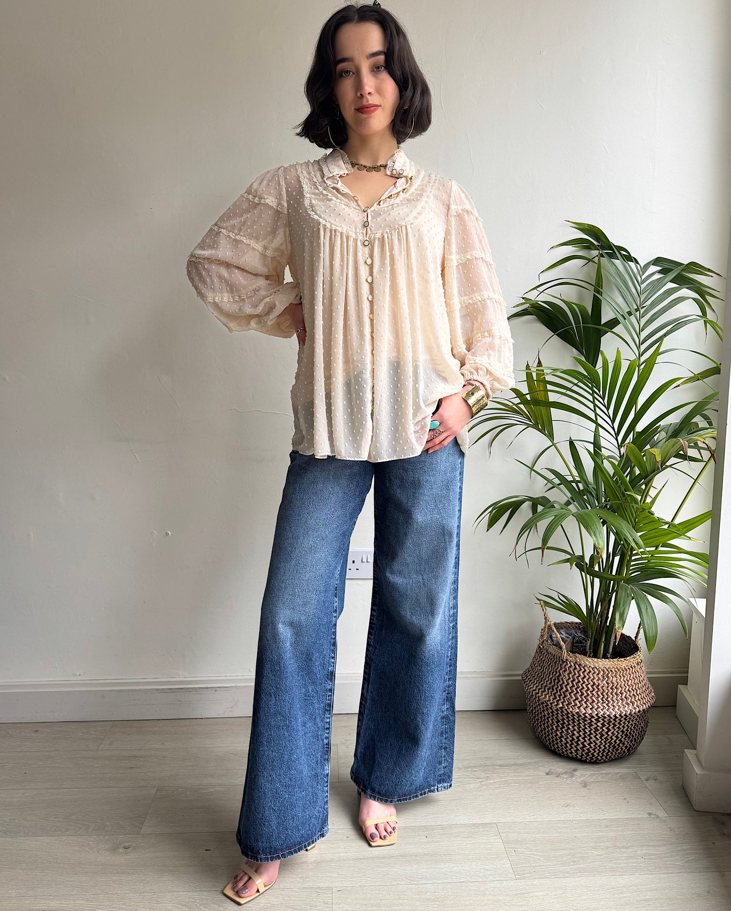 Cream Blouse ~ Size L