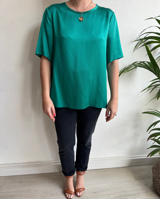 Green Silky Top ~ Size S