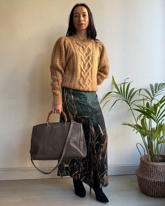 Green Silk Skirt ~ Size M