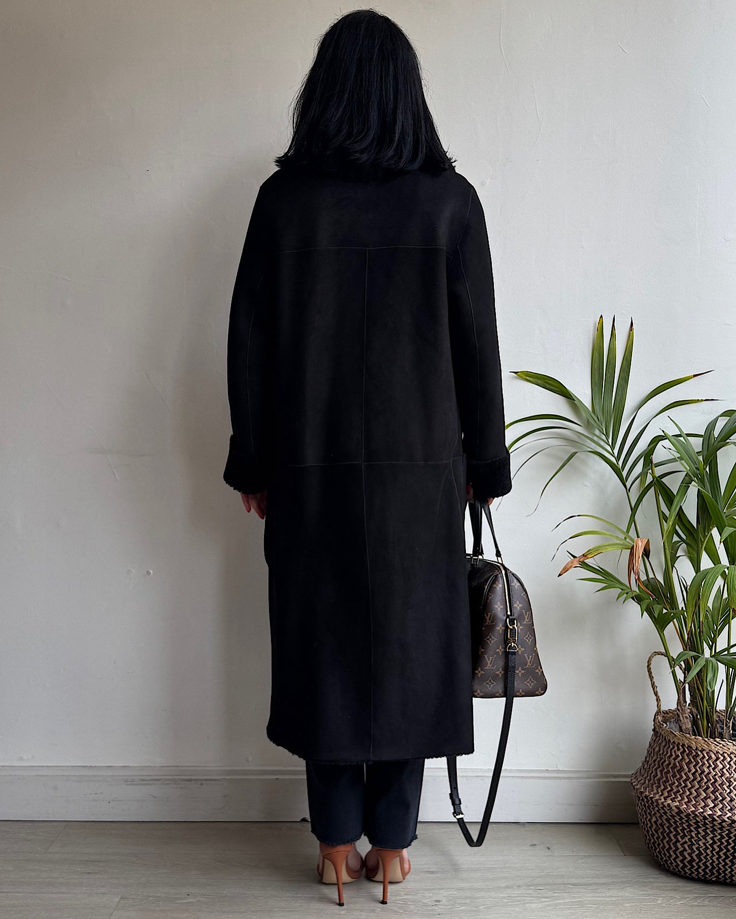 Black Shearling Coat ~ Size 10