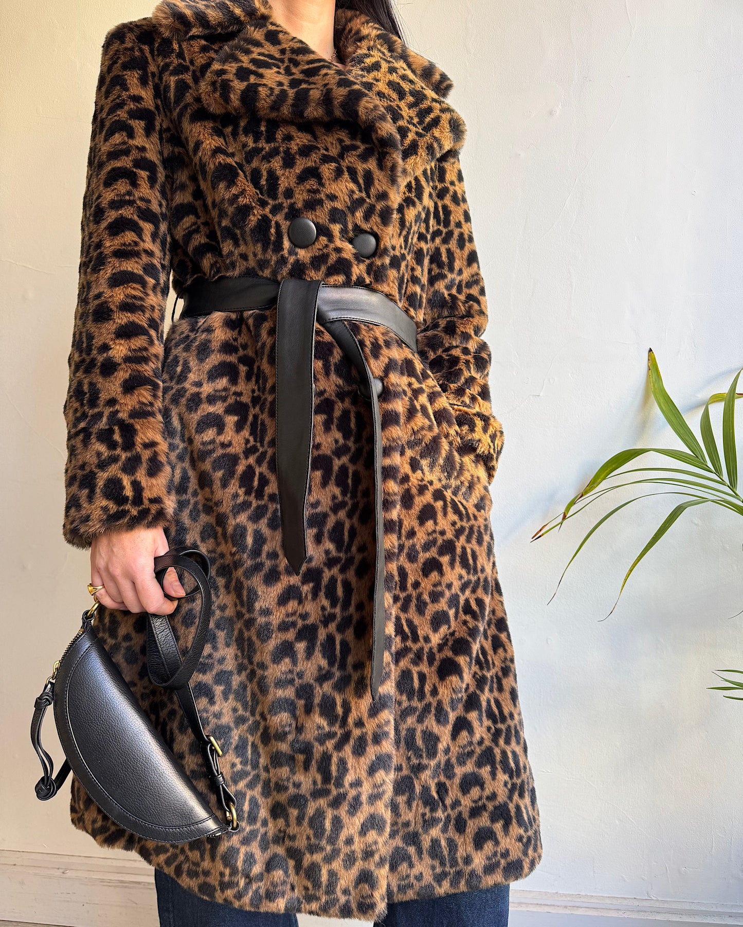 Animal Print Faux Fur Coat ~ Size 8/10