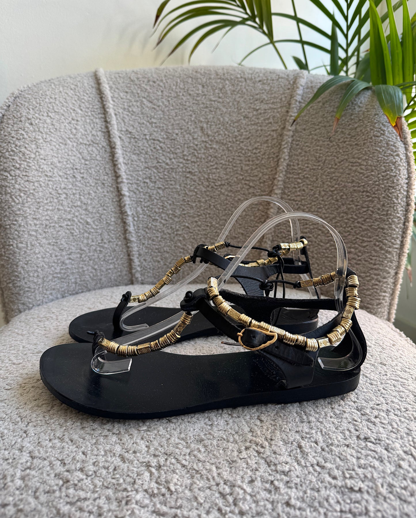 Black & Gold Sandals ~ Size 6