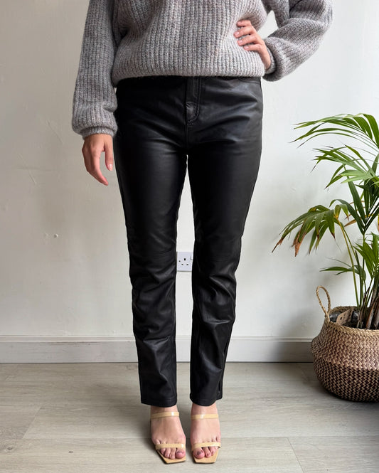 Black Leather Trousers ~ Size 12