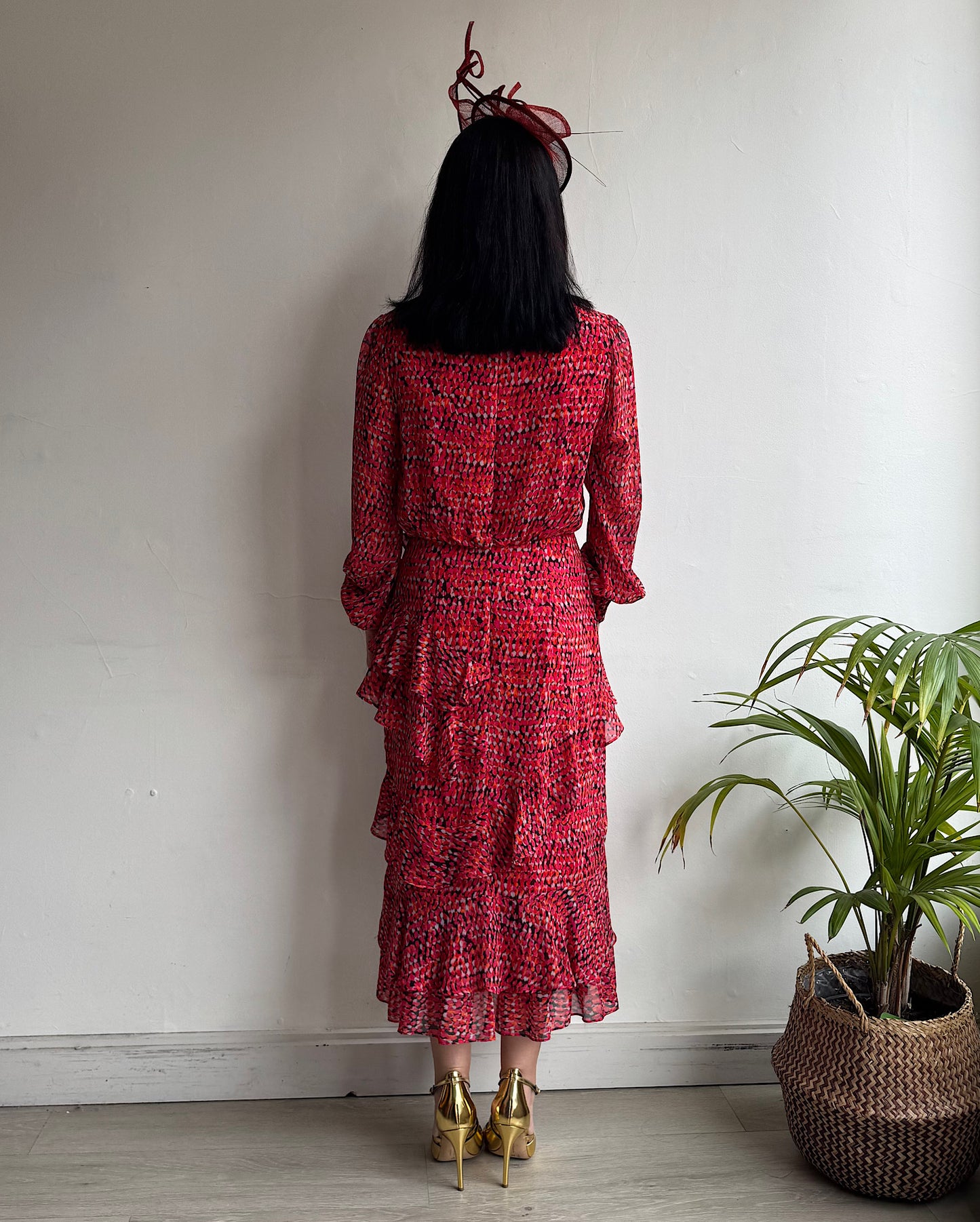 Saloni Red Ruffle Dress ~ Size 10
