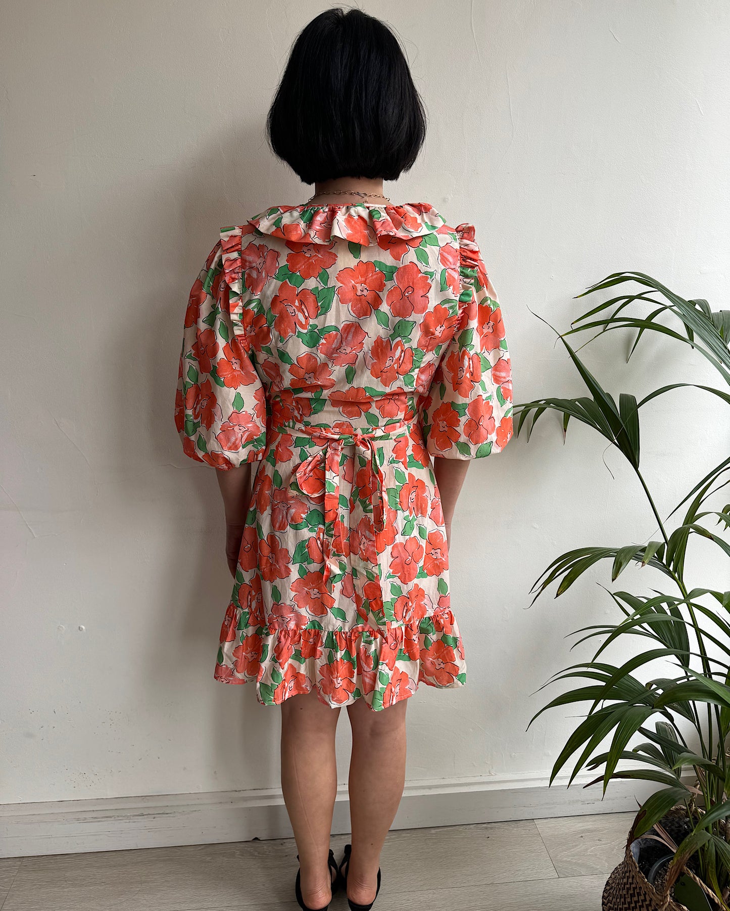 Floral Mini Wrap Dress ~ Size S