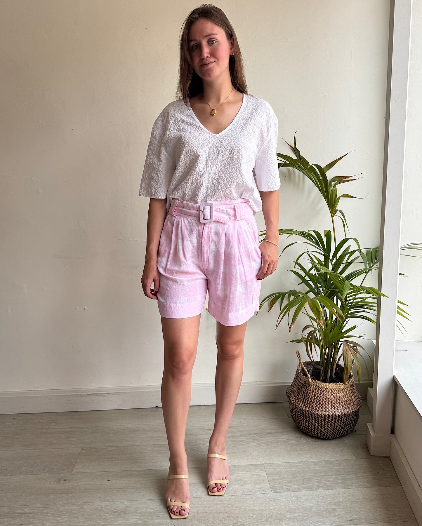 Pink Check Shorts ~ Size S