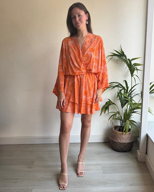 Orange Silk Dress ~ Size XS