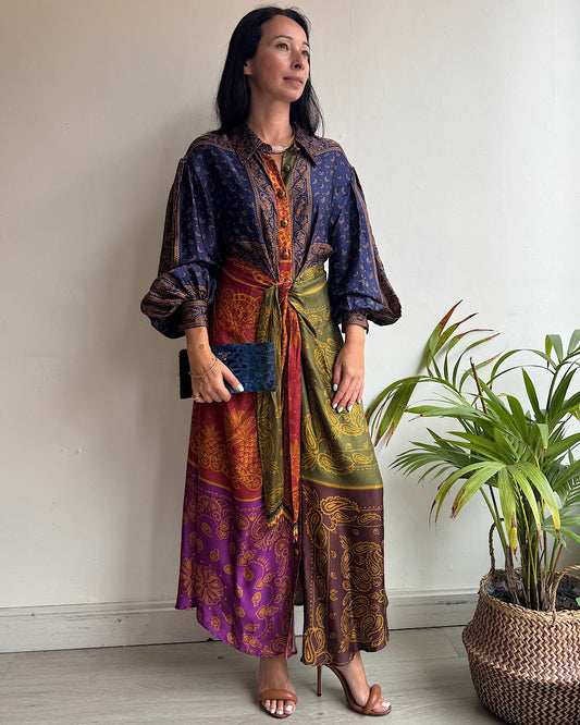 Farm Rio Patterned Front Tie Dress ~ Size 8