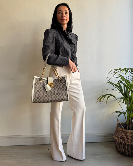 Grey Ruffle Blouse ~ Size 12