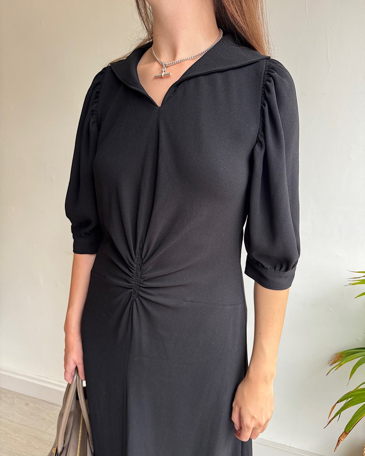 Black Wool Crepe Dress ~ Size 8