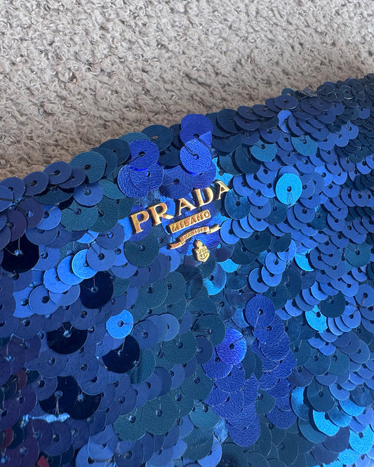 Prada Blue Sequin Clutch