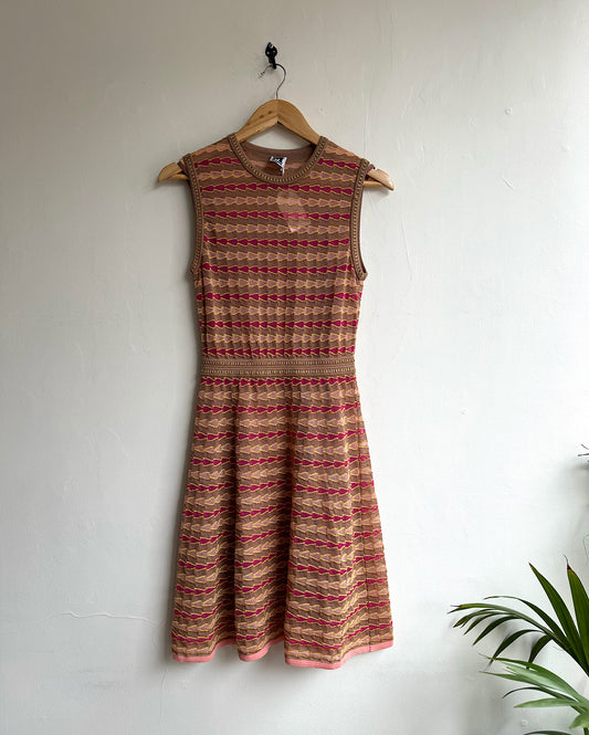Brown and Pink Patterned Dress ~ Size XS