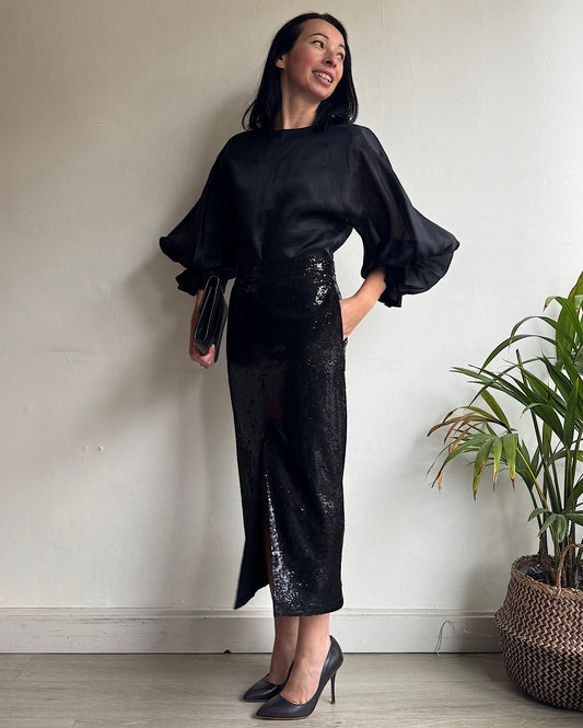 Black Silk Blouse ~ size 10