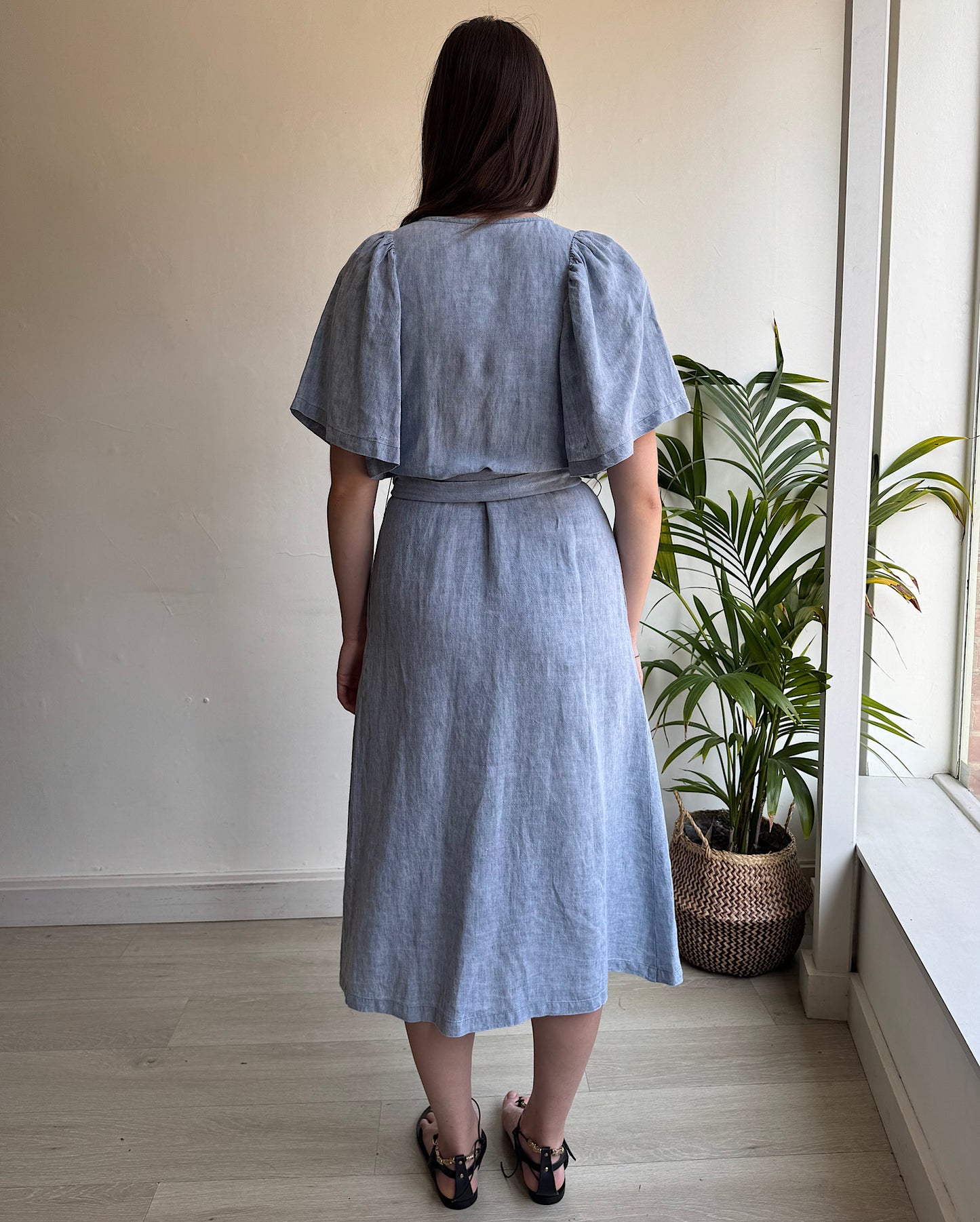 SALE Linen Wrap Dress ~ Size S