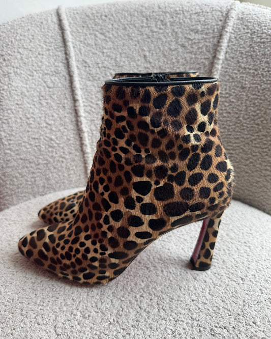 Louboutin Leopard Print Ankle Boots ~ Size 4.5